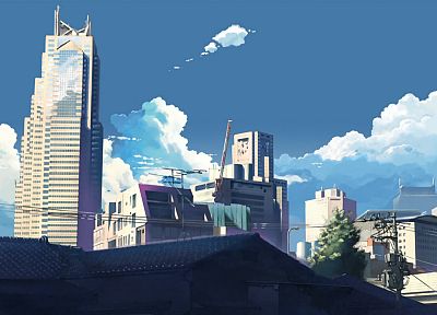 cityscapes, buildings, Makoto Shinkai, 5 Centimeters Per Second - random desktop wallpaper