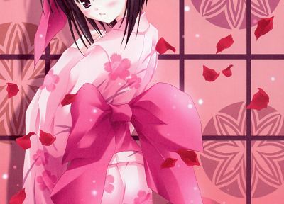 kimono, blossoms, short hair, lolicon, Tinkerbell, lolita fashion, Tinkle Illustrations, anime girls - random desktop wallpaper