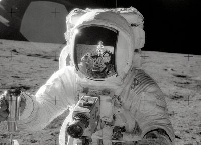 Moon, space suits, Apollo 11, Apollo 17 - desktop wallpaper