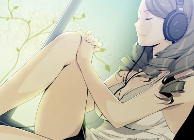 headphones, music, anime, anime girls - desktop wallpaper