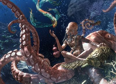 octopuses, fantasy art - desktop wallpaper