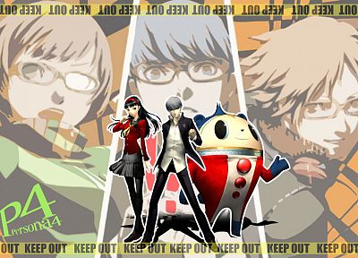 video games, Persona series, Persona 4, Hanamura Yosuke, Narukami Yuu, Satonaka Chie, Amagi Yukiko, Kuma (Persona 4) - related desktop wallpaper