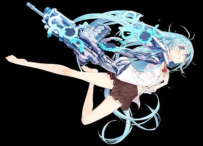 blue eyes, skirts, weapons, blue hair, Denpa Onna to Seishun Otoko, Touwa Erio, anime girls - random desktop wallpaper