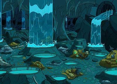 cartoons, caves, animation, Adventure Time, backgrounds, treasure - related desktop wallpaper