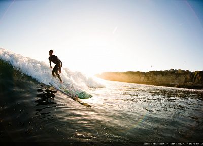 sunset, waves, surfers - desktop wallpaper