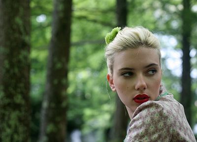 women, Scarlett Johansson, trees, actress - desktop wallpaper