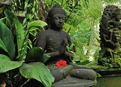 nature, plants, sculptures, Buddhism, statues - duplicate desktop wallpaper