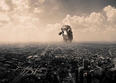 clouds, cityscapes, architecture, domo, buildings, photo manipulation - related desktop wallpaper