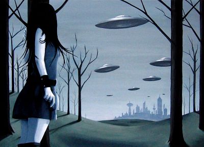 paintings, spaceships, UFO - desktop wallpaper