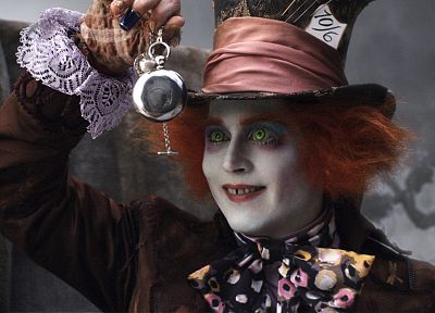 Alice in Wonderland, Mad Hatter, Johnny Depp, pocket watch - desktop wallpaper