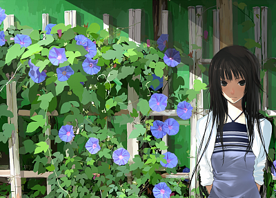flowers, anime girls - random desktop wallpaper