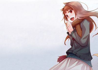 Spice and Wolf, animal ears, Holo The Wise Wolf, simple background, inumimi - duplicate desktop wallpaper