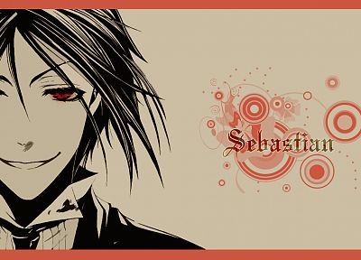 suit, Kuroshitsuji, Sebastian Michaelis, red eyes, anime, anime boys, butler, black hair - random desktop wallpaper