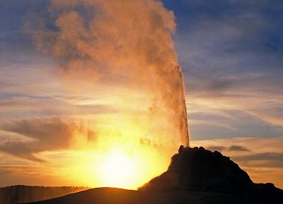sunset, white, Wyoming, Yellowstone, dome, National Park - desktop wallpaper