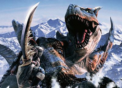 mountains, dragons, monsters, Monster Hunter, Tigrex - related desktop wallpaper