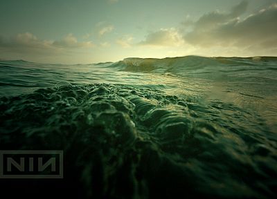 water, ocean, nature, minimalistic, Nine Inch Nails, music, waves, music bands, skyscapes, sea - related desktop wallpaper