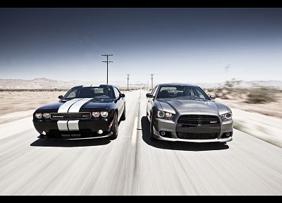 cars, muscle cars, Dodge Challenger, Dodge Charger, Dodge Challenger SRT8 - random desktop wallpaper