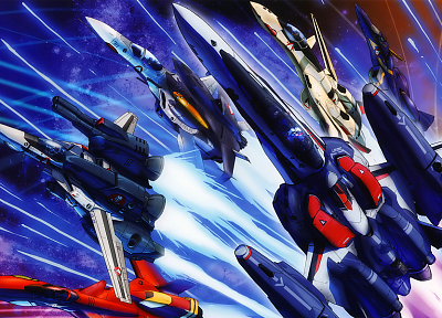 Macross Frontier, spaceships, vehicles, anime - duplicate desktop wallpaper