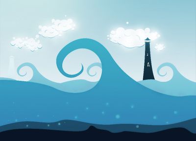 clouds, waves, digital, vectors, sea - random desktop wallpaper