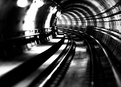 subway, tunnels, grayscale, monochrome - desktop wallpaper