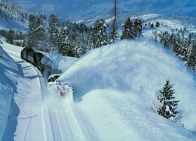nature, winter, snow, trains, railroad tracks, vehicles - desktop wallpaper