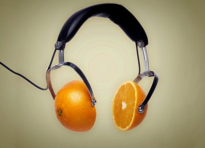 headphones, oranges - random desktop wallpaper