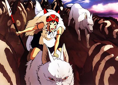 Princess Mononoke, wolves, boar, San (Princess Mononoke) - random desktop wallpaper