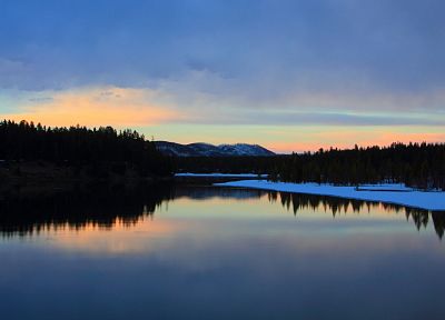 water, sunset, landscapes, lakes, rivers - related desktop wallpaper