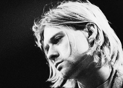 Kurt Cobain, monochrome - desktop wallpaper