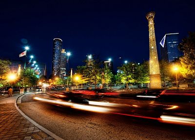 cityscapes, streets, night, long exposure, Pices - duplicate desktop wallpaper