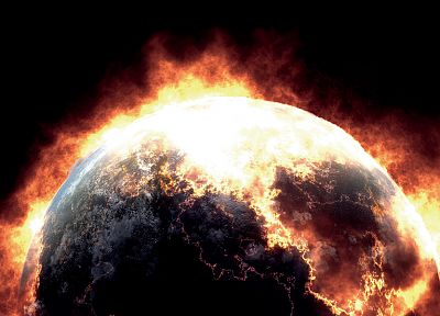 Earth, apocalypse, Fired, black background - related desktop wallpaper