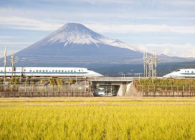 Japan, Mount Fuji, trains, Shinkansen - random desktop wallpaper