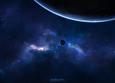outer space, stars, planets, nebulae - duplicate desktop wallpaper