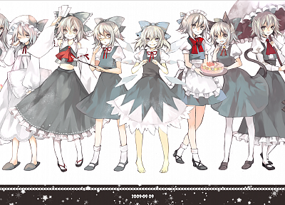 Touhou, maids, Cirno, nekomimi, meganekko - random desktop wallpaper