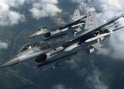 clouds, aircraft, military, Turkey, vehicles, F-16 Fighting Falcon, Top Gun, skyscapes - random desktop wallpaper