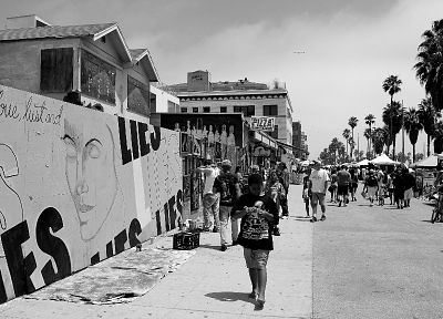 love, graffiti, lust, Venice, monochrome, artwork, palm trees, beaches - random desktop wallpaper
