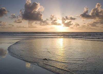 sunset, sea, beaches - duplicate desktop wallpaper
