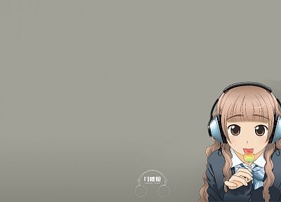 headphones, anime, simple background - random desktop wallpaper