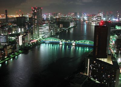 cityscapes, night, architecture, buildings, rivers - related desktop wallpaper