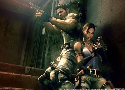 video games, stairways, handguns, Sheva Alomar, Resident Evil 5 - random desktop wallpaper