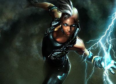 comics, X-Men, fantasy art, digital art, Marvel Comics, lightning, Marvel: Ultimate Alliance, Storm (comics character) - related desktop wallpaper