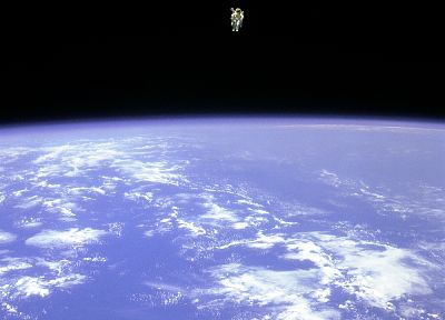 Earth, astronauts, orbit, space walk - duplicate desktop wallpaper