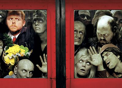 zombies, Shaun of the Dead, Simon Pegg - duplicate desktop wallpaper