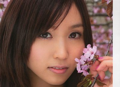 women, flowers, models, Asians, faces, Risa Yoshiki - random desktop wallpaper