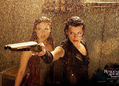 movies, rain, actress, Resident Evil, Milla Jovovich, Resident Evil Afterlife - related desktop wallpaper