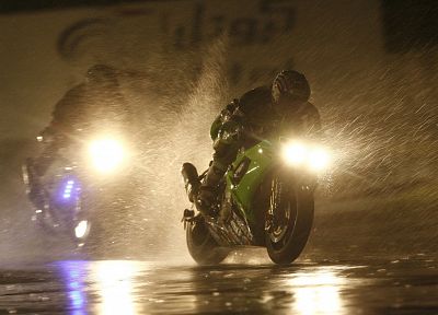 dark, night, rain, motorcycles - related desktop wallpaper