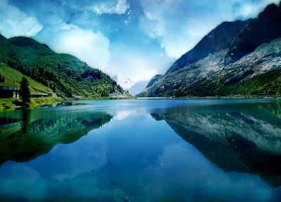 mountains, landscapes, nature, reflections - duplicate desktop wallpaper