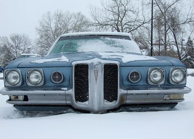 blue, winter, snow, cars, Pontiac, vehicles, Pontiac Catalina - related desktop wallpaper