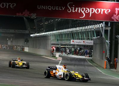 cars, Singapore, Formula One, Renault, racing cars - related desktop wallpaper
