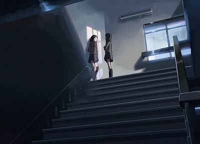 school, stairways, Makoto Shinkai, 5 Centimeters Per Second - random desktop wallpaper
